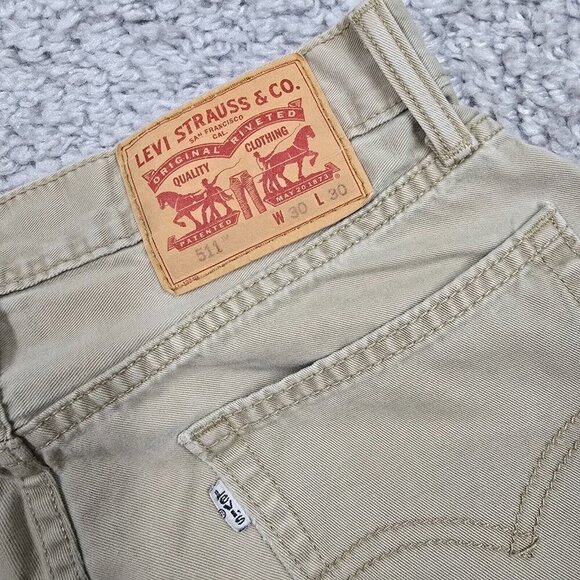 Levis‎ 511 Jeans Men 30x30 (Fits 28x27.5) Beige Slim Straight Stretch Mid Rise - Picture 7 of 12